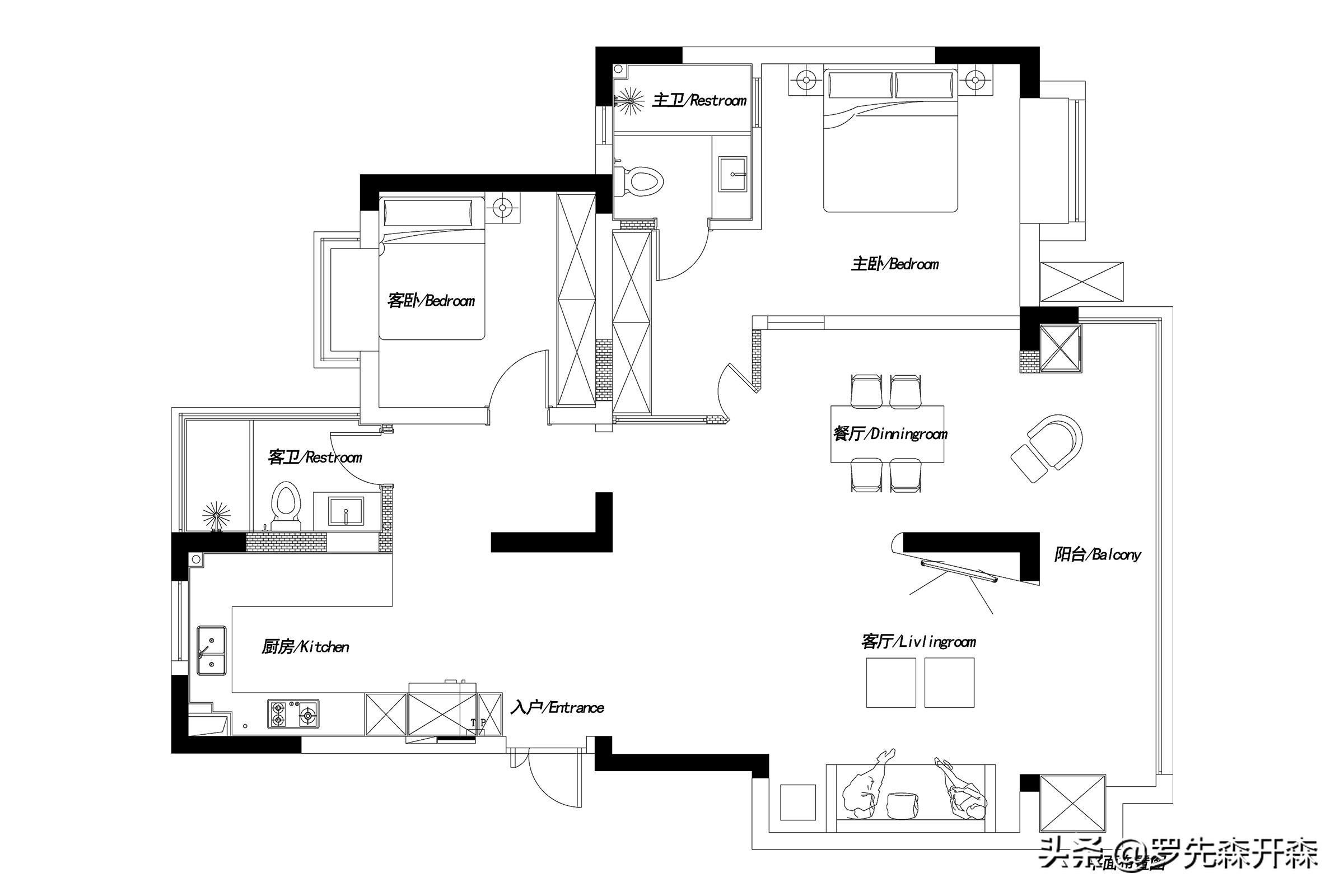 123㎡舒适简约家居装修设计实景；拼凑出一个独属于自己的家