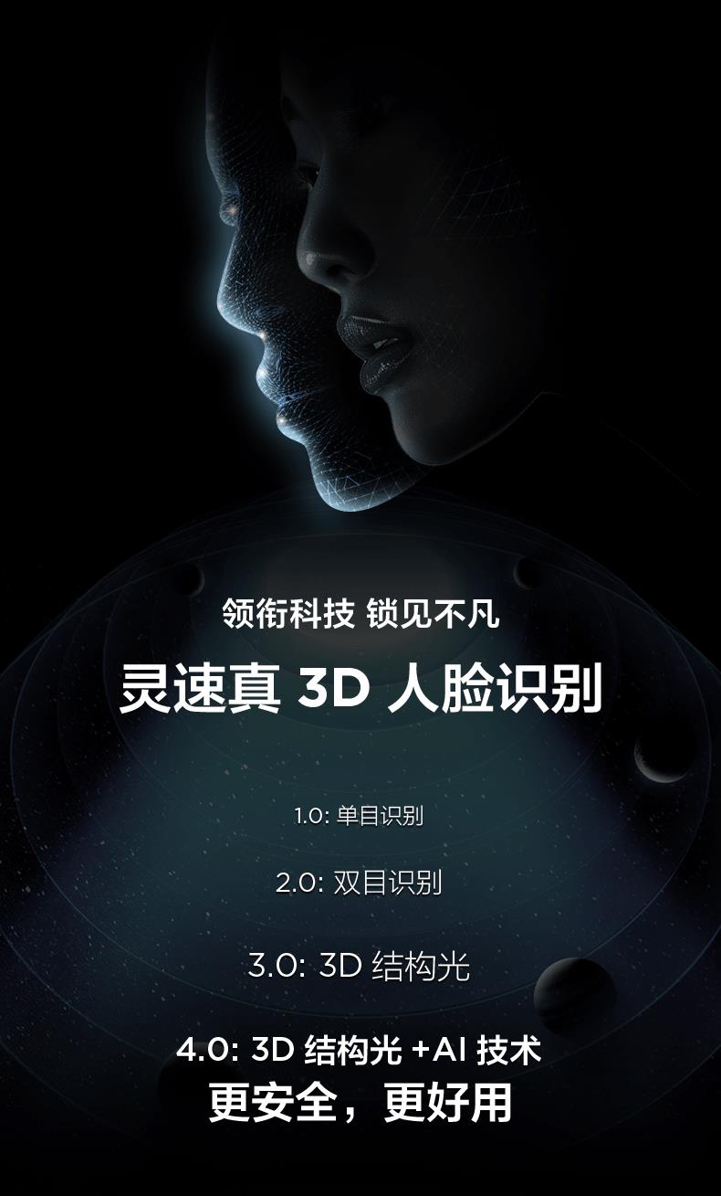 AI自进化刷脸和3D结构光人脸识别，安全智能锁之选