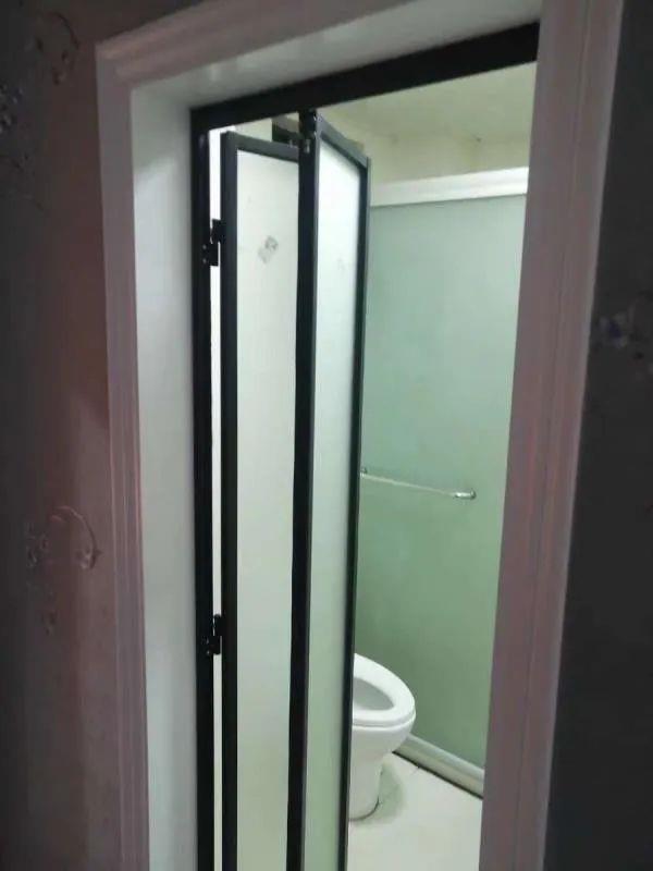 The bathroom is too small and the toilet is blocking the door? Try folding doors to save space and be practical