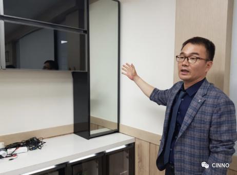 South Korea\'s Into See has developed a smart door with an internal see-through display panel that allows you to view the internal conditions without opening the door.