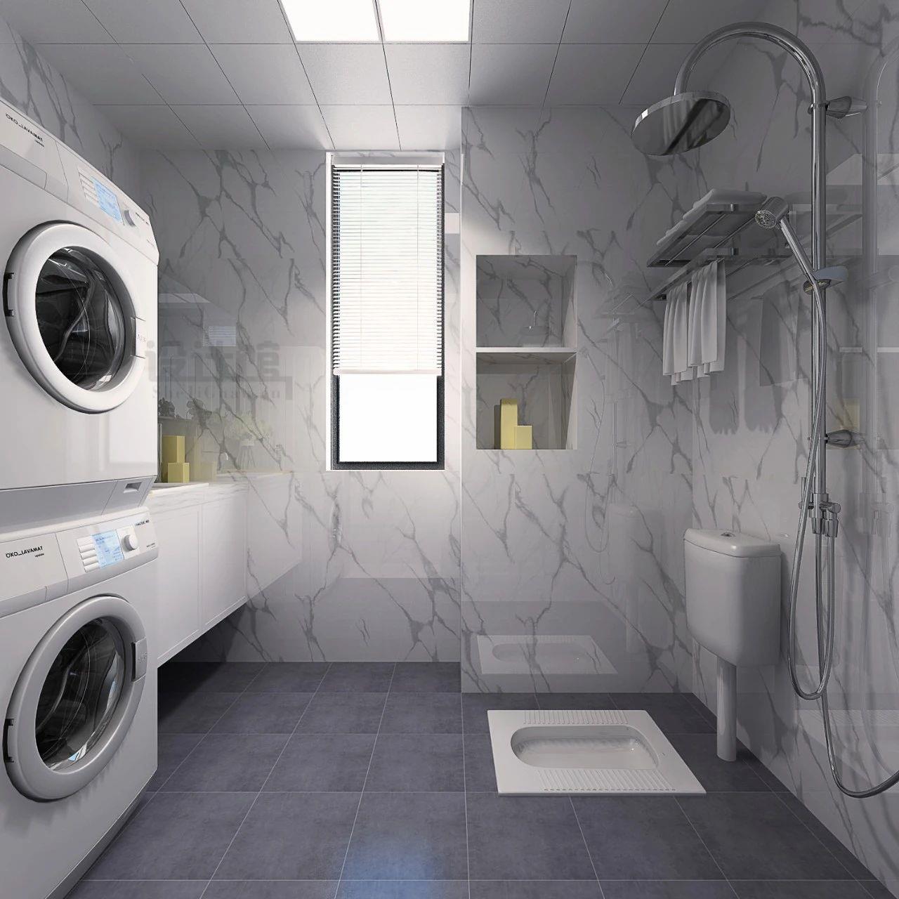 No matter how small the bathroom is, it still needs a wash basin, toilet, and shower room.