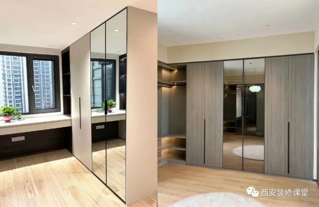 During decoration, where are mirror cabinet doors used?